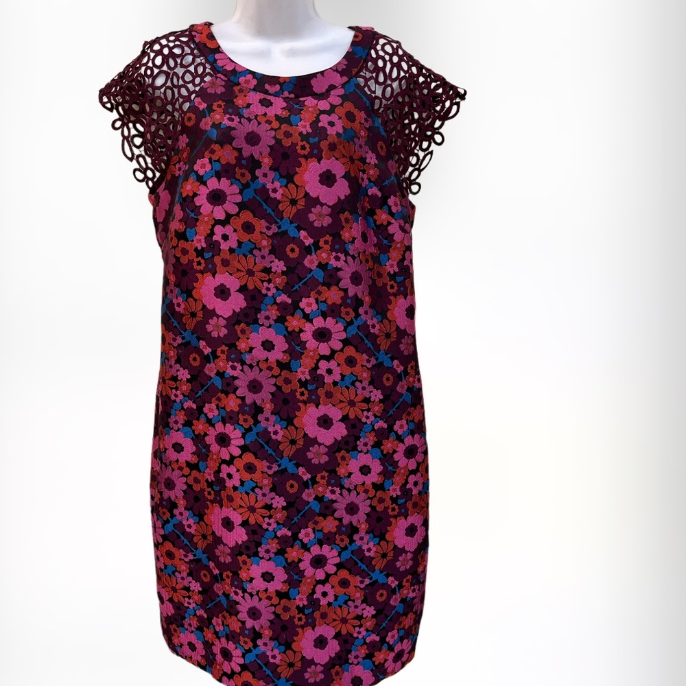 Trina Turk Davis Dress Burgundy Floral Print - Picture 3 of 12